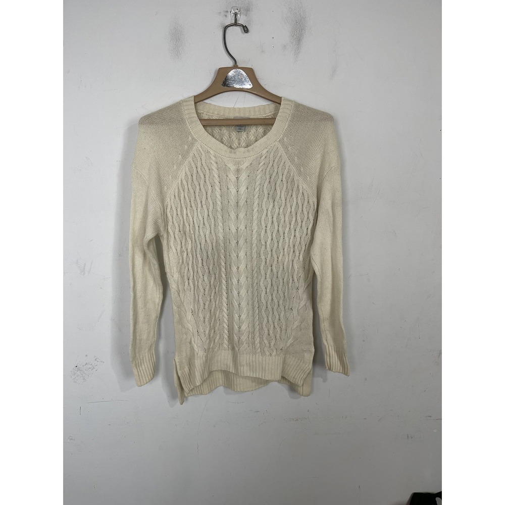 Halogen Womens Sweater XXS Cream Wool Cashmere Blend Cable‎ Knit Coquette